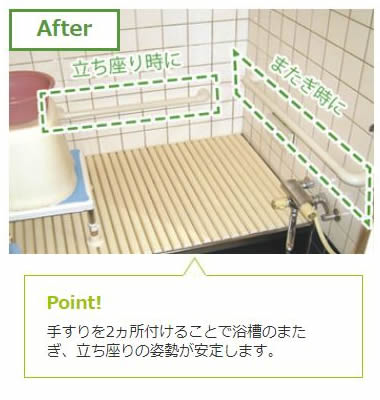 浴槽に入ったり出たりを、バランスよくサポート。after