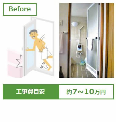 折れ戸に変えて、扉の出入りがスムーズに。before