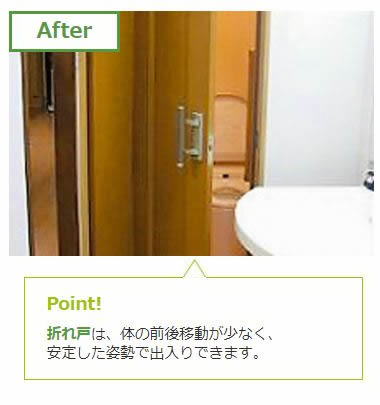 開き戸から折れ戸リフォーム
